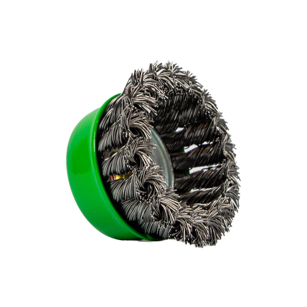 Cup Brush, Knotted, 2-3/4 in x .020 in x M10 x 1.25 Arbor